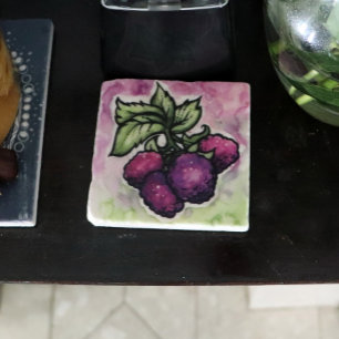 Dessous-de-verre En Pierre Framboises noires mignonnes framboises pourpres