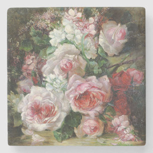 Dessous-de-verre En Pierre Frans Verhas Bouquet Vintage de Roses