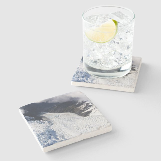 Dessous-de-verre En Pierre Franz Josef Glacier Vue aérienne, Nouvelle-Zélande (Côté)