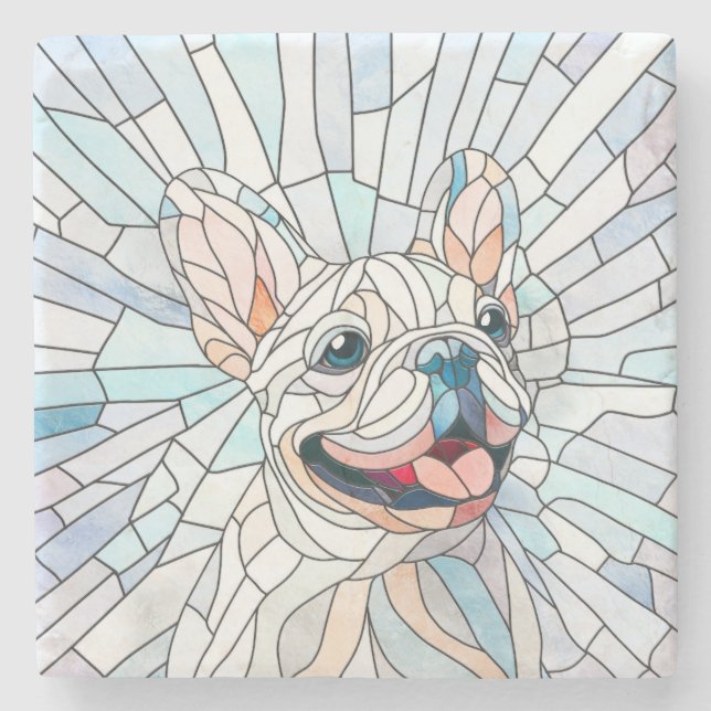 Dessous-de-verre En Pierre French Bulldog - Français - mosaïque pastel (Devant)