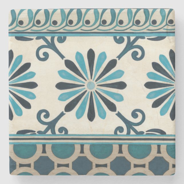 Dessous-de-verre En Pierre Frise Indigo II non embellie (Devant)