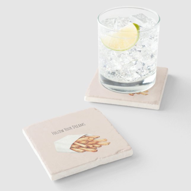 Dessous-de-verre En Pierre Frites Suivez Vos Rêves (Côté)