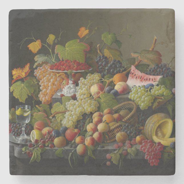 Dessous-de-verre En Pierre Fruit abondant, 1858 (huile sur la toile) (Devant)
