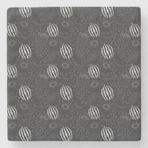 Dessous-de-verre En Pierre Fruit sans couture motif noir et blanc Tropical
