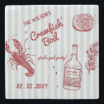 Dessous-de-verre En Pierre Fruits de mer d'été tirés à la main Crawfish Boil<br><div class="desc">Dessous de verre d'été de la fête d'ébullition de l'écrevisse à la main tiré</div>