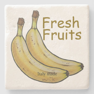 Dessous-de-verre En Pierre Fruits frais fabriqués en Italie Banane dessinée à