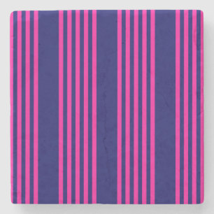 Dessous-de-verre En Pierre Fuchsia et bleu marine cinq bandes motif