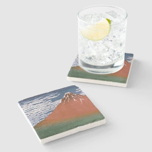 Dessous-de-verre En Pierre Fuji rouge, Aka Fujiyama Volcan Katsushika Hokusai