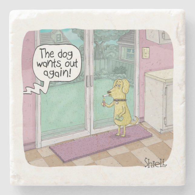 Dessous-de-verre En Pierre Fumer le chien. Drôle cadeau pour amoureux des chi (Devant)