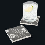 Dessous-de-verre En Pierre Fun Cute Baby Son Froid Dehors Chalkboard<br><div class="desc">Beautiful contemporain "Baby Its Cold Outside" text write in typographiy on a black gray chalk board, with a background of white snowflakes design. Ornate, elegant, stylish and eclectic design for the fancy artistic interior designer, the artsy décor diva, popular hip trendsetter, vintage retro art and abstract geometric motifs lover. Available...</div>