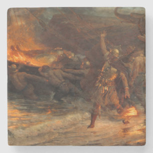 Dessous-de-verre En Pierre Funérailles d'un Viking (par Frank Dicksee)