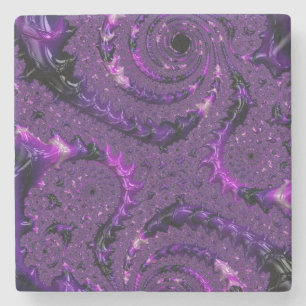 Dessous-de-verre En Pierre Funky Bold Bohème Violet Abstrait Fractal Numériqu