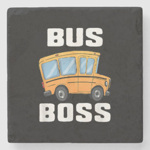 Dessous-de-verre En Pierre Funny Bus Boss School Bus Driver