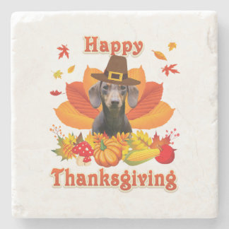 Dessous-de-verre En Pierre Funny Dachshund Chien Thanksgiving Automne Automne