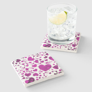 Dessous-de-verre En Pierre Funny Heart Motif VI + votre couleur arrière - pla