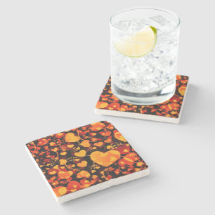 Dessous-de-verre En Pierre Funny Heart Motif VIII - noir rouge jaune