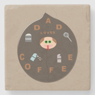 Dessous-de-verre En Pierre Funny Papa Monster aime le café