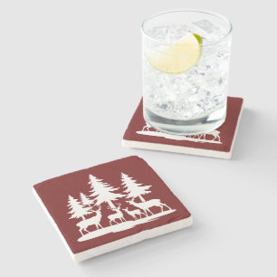 Dessous-de-verre En Pierre Funny Skinny Pine Tree Randonnée d'été Camping