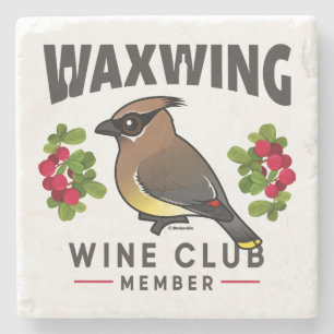 Dessous-de-verre En Pierre Funny Waxwing Wine Club Birdorable