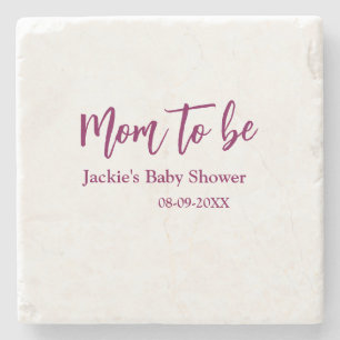 Dessous-de-verre En Pierre Futur maman baby shower nom date rose simple minim
