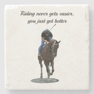 Dessous-de-verre En Pierre Galloping Thoroughbred Horse Et Rider Dessous de v