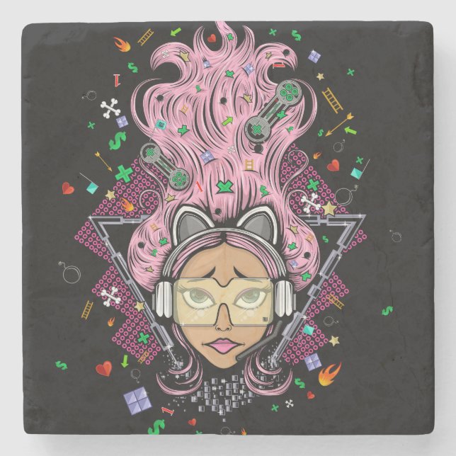 Dessous-de-verre En Pierre Gamer fille (Devant)