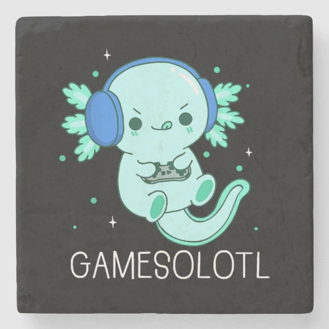 Dessous-de-verre En Pierre Gamesolotl Axolotl Gamer (Devant)