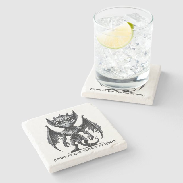 Dessous-de-verre En Pierre Gargoyle Demon Magnet en pierre (Côté)
