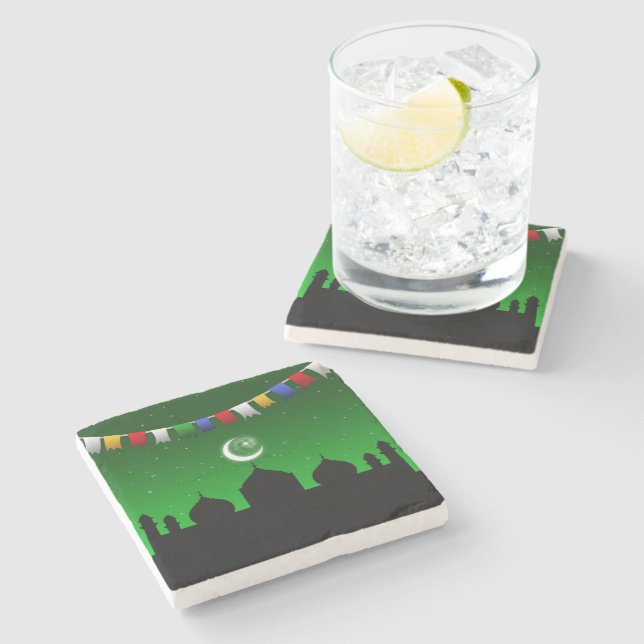 Dessous-de-verre En Pierre Garland coloré avec mosquée (Côté)