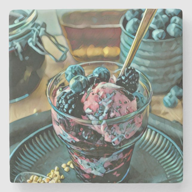 Dessous-de-verre En Pierre Gâteau à la crème glacée aux baies (Devant)