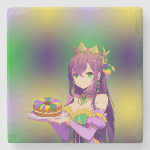 Dessous-de-verre En Pierre Gâteau des rois d'Anime Mardi Gras