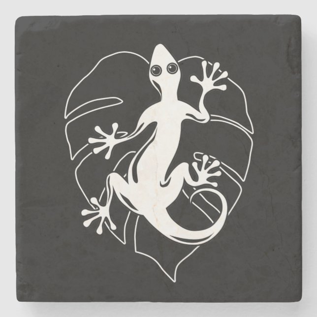 Dessous-de-verre En Pierre Gecko Lizard Silhouette (Devant)