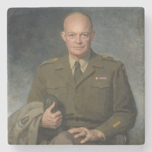 Dessous-de-verre En Pierre Général Dwight Eisenhower Portrait peint 5 étoiles