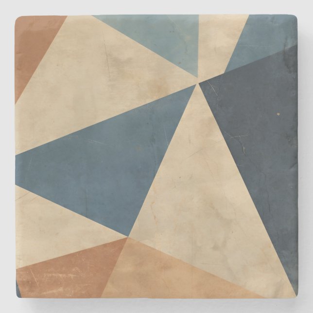 Dessous-de-verre En Pierre Geometric Pattern in Blues, Tans, and Rust (Devant)