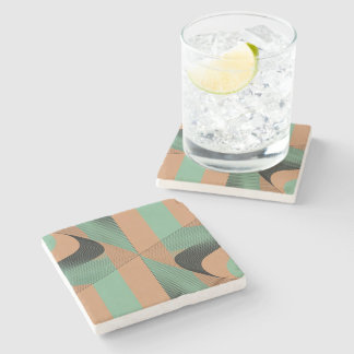 Dessous-de-verre En Pierre geometrical shapes retro vintage terracotta green