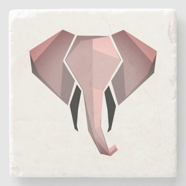 Dessous-de-verre En Pierre Géométrie Tête d'éléphant (Devant)