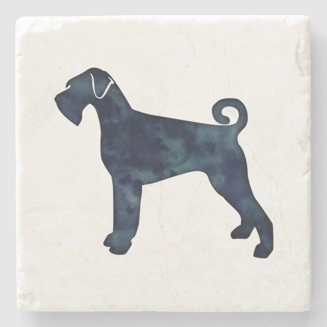 Dessous-de-verre En Pierre Giant Schnauzer Chien Noir Aquarelle Silhouette (Devant)