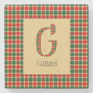 Dessous-de-verre En Pierre Gibbs Tartan Monogramme G