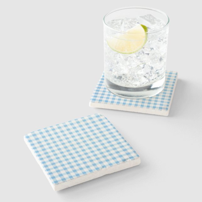 Dessous-de-verre En Pierre Gingham Bleu Bébé (Côté)