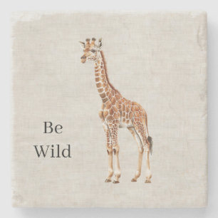 Dessous-de-verre En Pierre Girafe Safari Animal Fausse Linen
