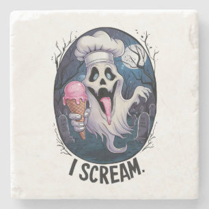 Dessous-de-verre En Pierre Glace fantôme drôle et punny Coaster Halloween