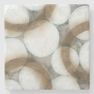 Dessous-de-verre En Pierre Globes blancs et cercles Brown