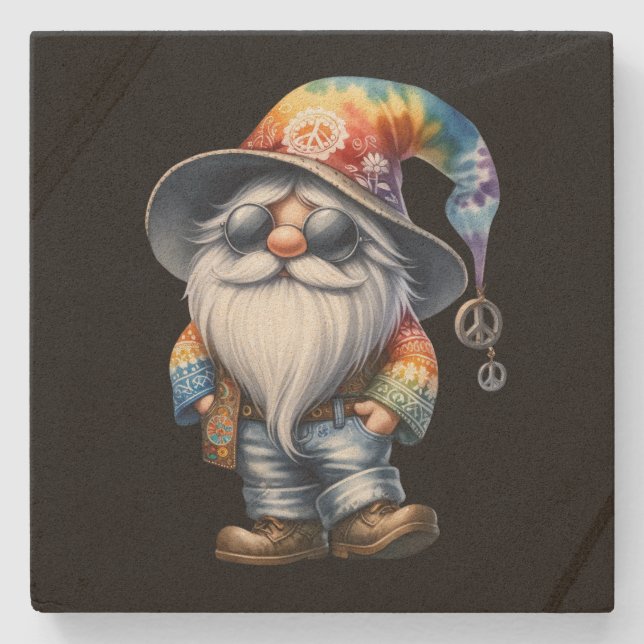 Dessous-de-verre En Pierre Gnome Hippie (Devant)