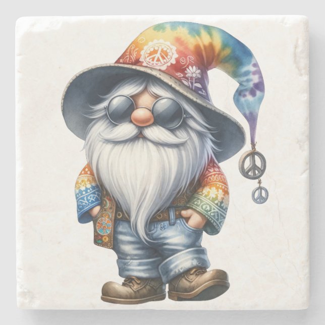 Dessous-de-verre En Pierre Gnome Hippie (Devant)