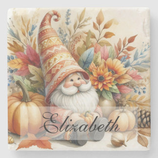 Dessous-de-verre En Pierre Gnomes d'automne vintages avec feuilles d'automne