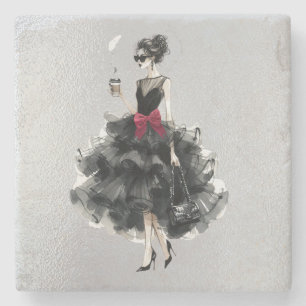 Dessous-de-verre En Pierre Gobelets en verre noir, Bow rouge, Shades