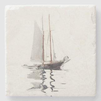 Dessous-de-verre En Pierre Goélette à deux mâts avec Dory par Winslow Homer
