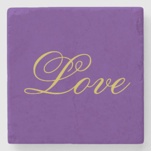 Dessous-de-verre En Pierre Gold Color Script Love Mariage Calligraphie