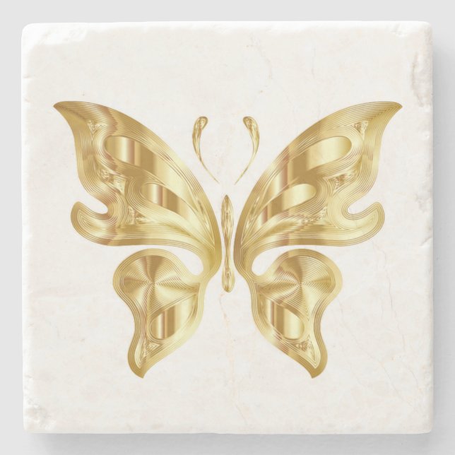 DESSOUS-DE-VERRE EN PIERRE GOLDEN BUTTERFLY (Devant)