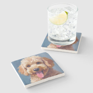 Dessous-de-verre En Pierre Golden Doodle Peinture aquarelle d'un animal de